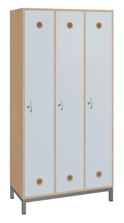 SSLN - 180 - 90 šatní skříň 3-dvéřová, 1800x900x400 mm, kovové nohy, korpus bříza irská, dvířka bílá